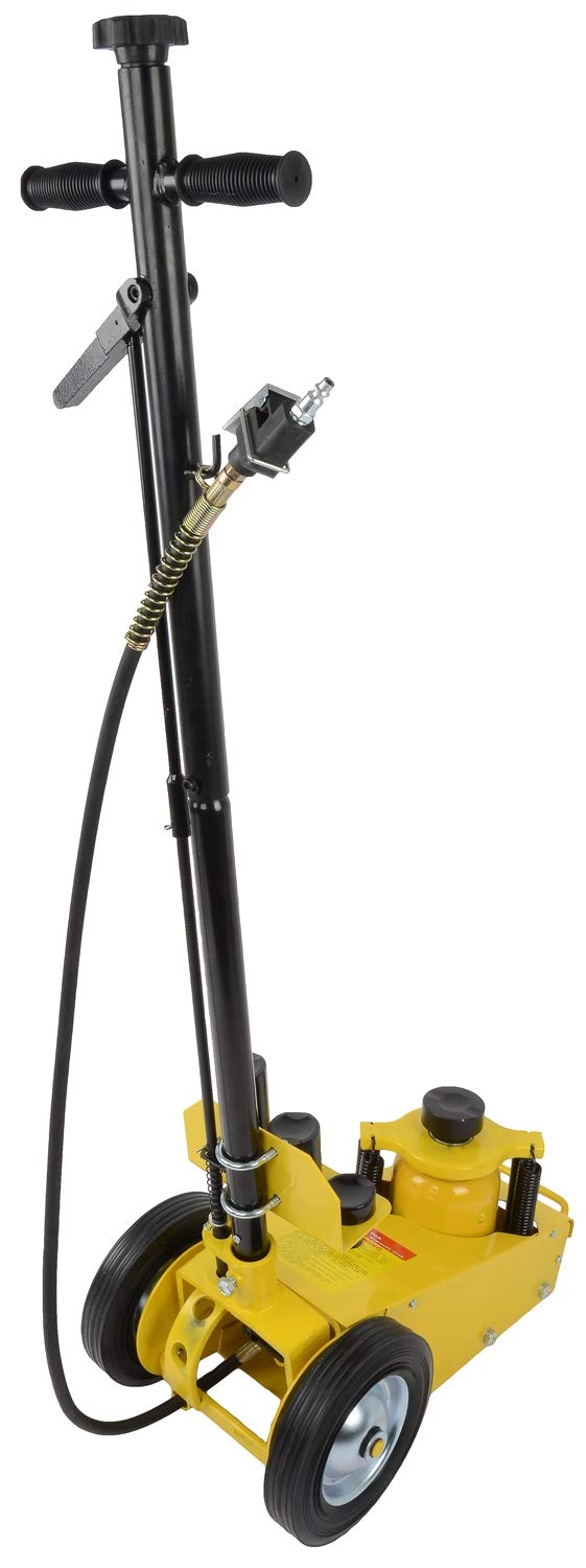 JEGS Air Hydraulic Floor Jack - 22 Ton (44,000lbs) Capacity - 120 to 200 PSI Operating Range - Yellow Steel Heavy Duty Jack