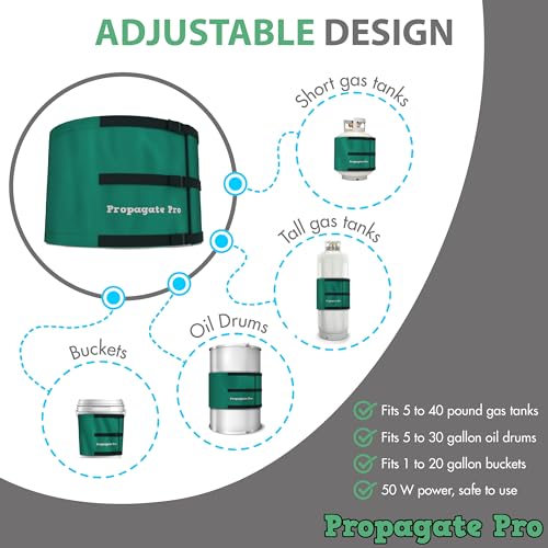20 Pound Propane Gas LP Cylinder Tank Heater by Propagate Pro | 110V Heating Wrap Blanket for 5 Gallon Buckets 30, 40 LB, Insulated Protective Cover Safely Heats Year Round Use 120V (5GAL-20LB/LP)