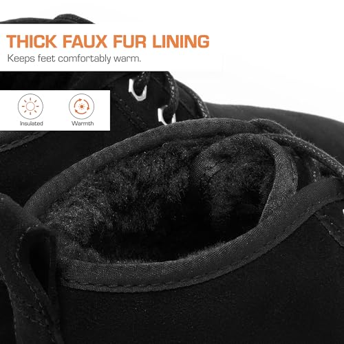 DREAM PAIRS Women's Ankle Winter Boots Genuine Suede Leather Faux Fur Lace Up Snow Warm Comfort Cozy Short Booties FuzzyGo Women's Cozy,Size 5,Black,SDSB2406W