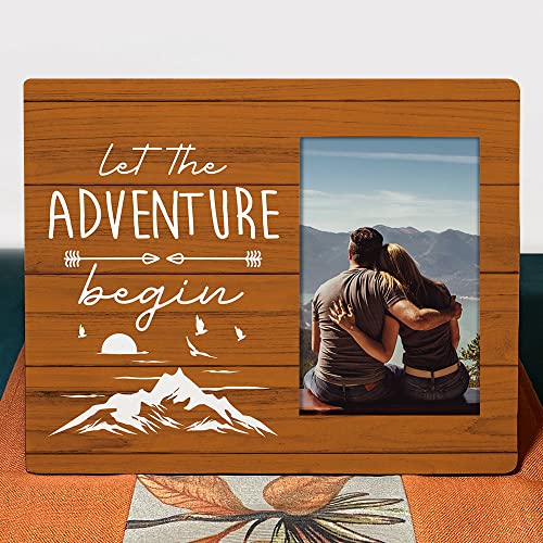Engagement Wedding Picture Frame Gifts, Let The Adventure Begin, Romantic Wedding gifts for or Couples Wife Husband, Valentine's Day Gifts for Her Hhim Girlfriend Boyfriend, Retired Gifts