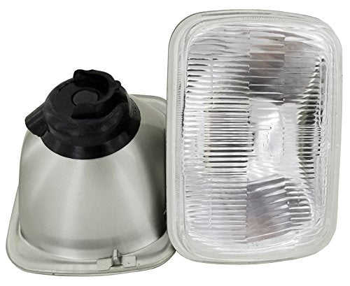 GS Power OEM style 7x6 inch Round Glass Lens Housing H4 HID for Cars, Truck and Van, LED Halogen High Low Beam Headlight Lamp Conversion Vehicle Light Assembly (Grey)