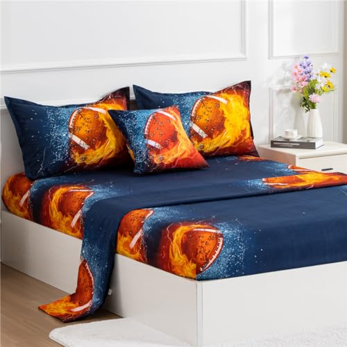 NTBED Football Comforter Sets Twin for Boys Teens, 6-Pieces Kids Sports Bedding Set,Reversible Rugby Printed Quilt Set