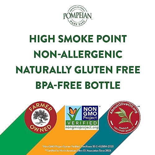 Pompeian Made Easy Fry Olive Oil, High Smoke Point, Perfect for Frying Foods such as Chicken and Potatoes, American Heart Association Certified, Non-Allergenic, Non-GMO, 16 Fl Oz (Pack of 1)