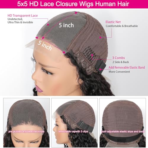 13X4 Chocolate Brown Lace Front Wigs Human Hair 180 Density Deep Wave Lace Front Wigs Human Hair Pre Plucked Glueless Hd Lace Frontal Wigs Human Hair Brown Colored Curly Lace Front Wig Human Hair