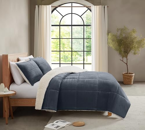 UGG 00519 Blissful Full-Queen Comforter Set Ultra Soft Velvety Flannel Oversized Comforter and Pillow Machine Washable Soft Cozy Bedding Queen Size Blanket Set for Bedroom Accent, Full/Queen, Imperial