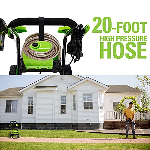 Greenworks 2000 Max PSI @ 1.1 GPM (13 Amp) Electric Pressure Washer (Black Frame) PWMA Certified, Green