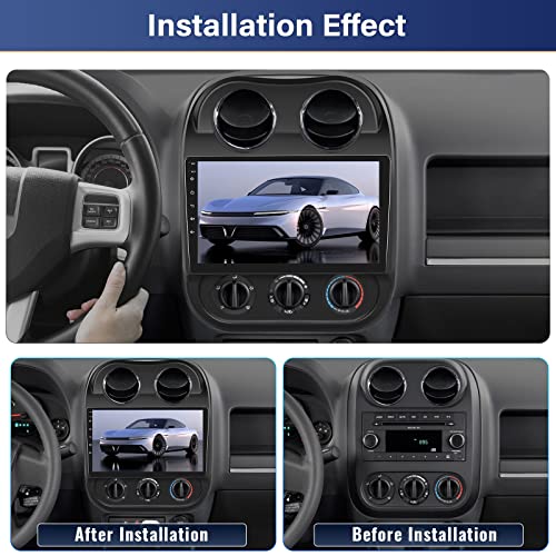 2+64G Car Radio for Jeep Compass Patriot 2010-2016 with Wireless Carplay Android Auto,10.1 inch Touchscreen Car Stereo Radio Support Mirror Link WiFi/GPS Bluetooth FM RDS EQ SWC AHD Backup Camrea