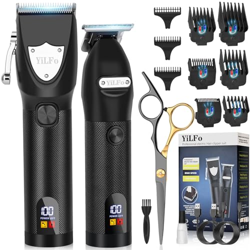 YiLFo Hair Clippers for Men Professional- Beard Hair Trimmer, Cordless Barber Clippers Kit, LED Display Hair Cutting Kit, T Liners Edgers Clippers and Trimmers Grooming Set, Shaving Kit for Mens Gift