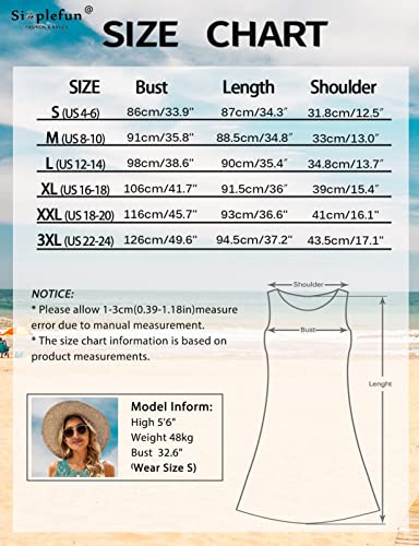 SimpleFun Vacation Dresses for Women Tropical Trendy Sleeveless Floral Sundresses with Pockets Light Green,S