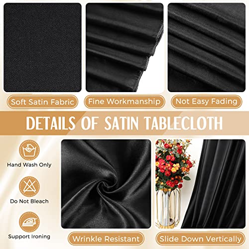 Lounsweer 8 Packs Satin Tablecloth 102 x 58 Inches Rectangle Table Cover Silk Smooth Fabric Party Table Cloth for Rectangle Parties, Holiday Dinner Wedding Banquet Decoration(Silver)