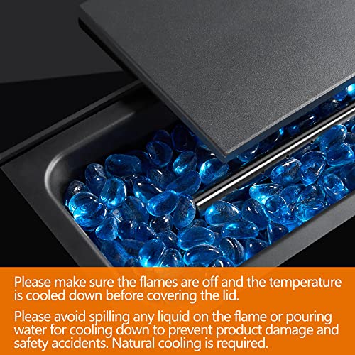 Yaheetech 43in Fire Pit Propane Fire Pit 50,000 BTU Rectangle Fire Pit Table with Glass Tabletop and Waterproof Cover, Gas Fire Table for Garden, Patio, Outdoor, CSA Certification