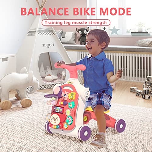 QDRAGON 5 in 1 Push Walkers for Baby Boys, Toddler Learning to Walk, Sit to Stand Walker, Early Learning Push Toy for Infant 12+ Months, Navy Blue