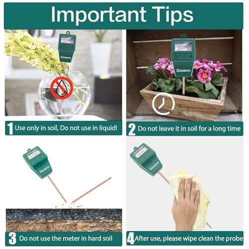 Gouevn Soil Moisture Meter, Plant Moisture Meter Indoor & Outdoor, Hygrometer Moisture Sensor Soil Tester Plant Water Meter for Potted Plants Garden, No Battery Needed (Black)