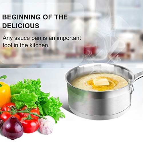 Duxtop Professional Stainless Steel Sauce Pan with Lid, Kitchen Cookware, Induction Pot with Impact-bonded Base Technology, 1.6 Quart