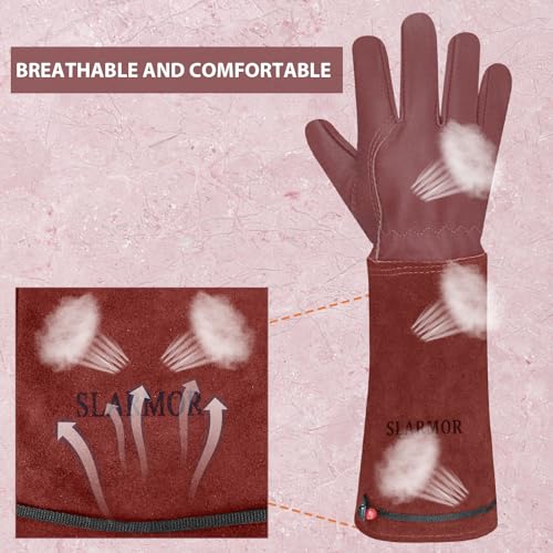 SLARMOR Long Gardening-Gloves Women/Men-Thorn proof Rose Pruning Heavy Duty Gauntlet-XS