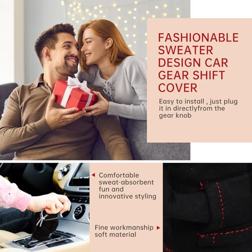Yajeea Car Gear Shift Hoodie, Funny Mini Hoodie Car Decor, Winter Warm Universal Fit Shift Knob Cover, Automotive Interior Decoration Accessories Gift (Black)
