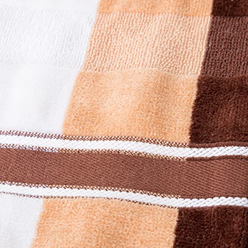6PC Towel Set - Absorbent Cotton Bathroom Accessories with Bath Towels, Hand Towels, and Wash Cloths - Solid and Striped Bath Sheets by Lavish Home (Brown)