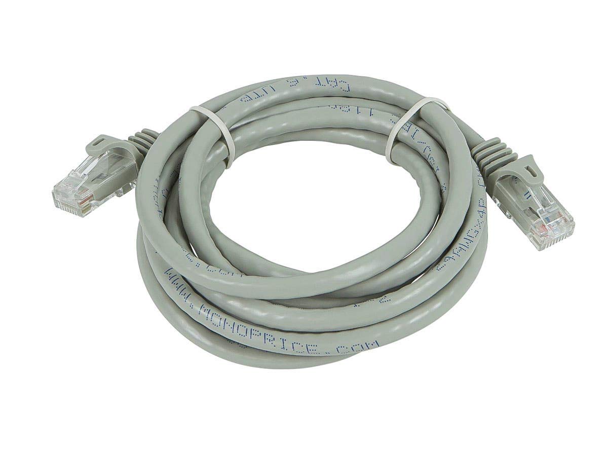 Monoprice Cat5e Ethernet Patch Cable - 7 feet - Gray | Snagless RJ45, Stranded, 350Mhz, UTP, Pure Bare Copper Wire, 24AWG - Flexboot Series