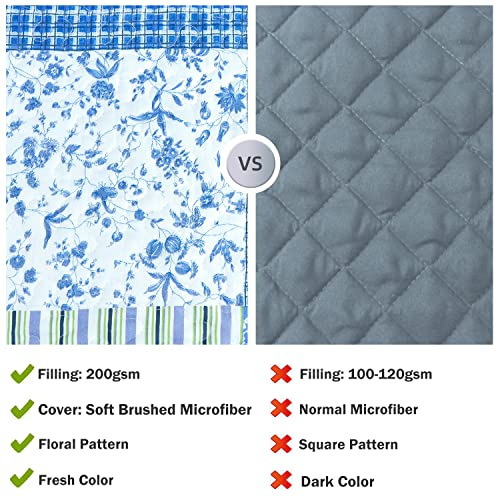 Cmfshape Summer Floral King Quilted Bedspread,Romantic Pink Quilt Set,Reversible Stitched Bedding Cover All Season,Soft Lightweight Coverlet with Pillow Cases (Red&White, King(102"x90"))