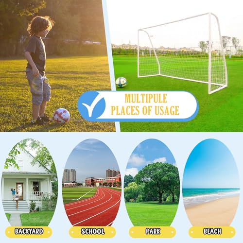KATARUS Soccer Goal 12x6FT/10x6.5FT/8x6FT/8x5FT/6x4FT Outdoor Soccer Net Goals for Backyard with Weatherproof UPVC Frame & Ground Stakes Portable PVC Soccer Goal Post for Kids Adults & Youth Training