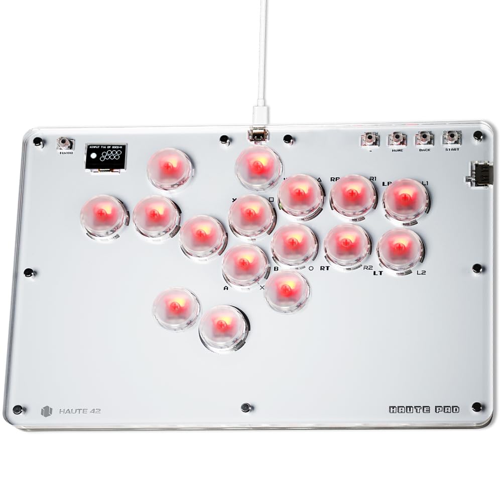 Sehawei Haute42 Arcade Stick 16Keys All-Button Gamerfinger with Turbo Functions & Custom RGB,Arcade Controller Street Fight for PC/Ps3/Ps4/Switch/Steam Game Keyboard-Supports Hot Swap & SOCD