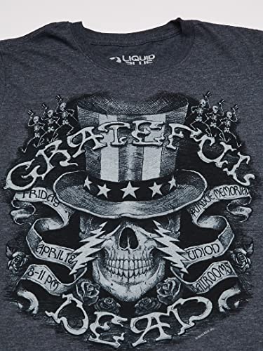 Liquid Blue Unisex-Adult's Standard Grateful Dead Memorial Ball Room Short Sleeve T-Shirt, Dark Grey Heather, Small