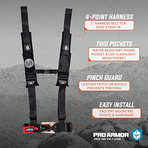 Pro Armor A114220 Black 4-Point Harness 2" Straps