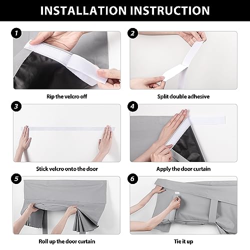 LazBlinds 100% Blackout Door Curtains, Self Stick Tie up French Door Curtain for Privacy, Room Darkening Window Drape Front Door Sidelight Glass Door Curtain Panels, 26W x 69L, 1 Panel, Beige