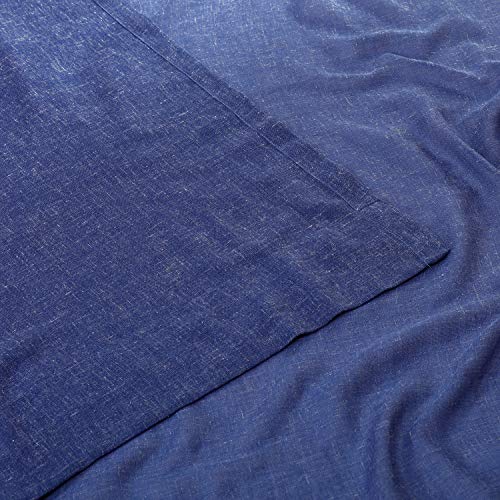 HPD Half Price Drapes Linen Sheer Curtains 84 Inches Long Linen curtain for Bedroom & Living Room (1 Panel), 50W x 84L, Blue Lapis