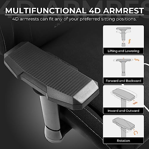 Dowinx Gaming Chair Tech Fabric with Pocket Spring Cushion, Ergonomic Computer Chair with Massage Lumbar Support and Footrest, Comfortable Reclining Game Office Chair 300lbs for Adult, Black