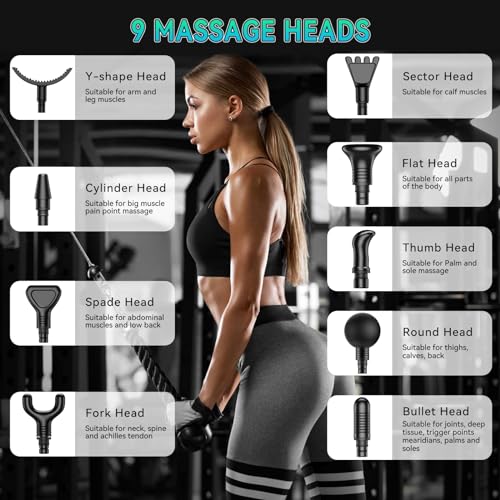 APHERMA Massage Gun, Muscle Massage Gun for Athletes Handheld Electric Deep Tissue Back Massager, Percussion Massage Device for Pain Relief with 30 Speed Levels 9 Heads