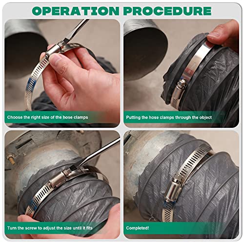 OURU 10Pack 2.5 inch Hose Clamp,Stainless Steel Large Hose Clamps Adjustable from 1-13/16"-2-3/4"/46-70mm,Metal Worm Drive Gear Duct Clamp for Air Ducting,Dryer Vent Hose,Fuel Line,Plumbing,Automotive