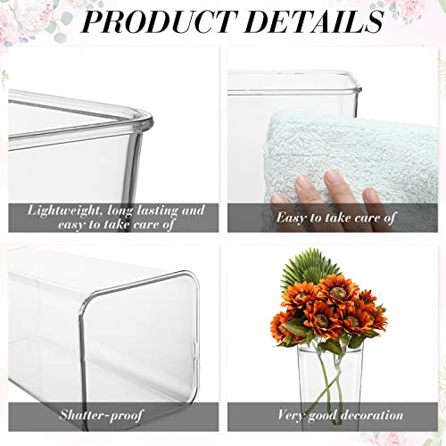 Roowest 6 Pieces Plastic Vase Acrylic Flower Square Tapered Flowers Vase Tall Centerpieces for Table Wedding Kitchen Florist Arrangements(6 x 12 Inch)