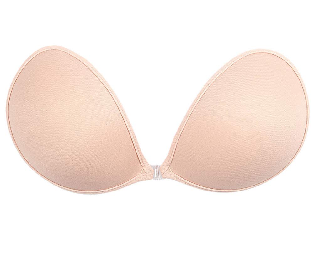 Strapless Adhesive Invisible Bra Reusable Push Up Silicone Sticky Backless Dress Bra, Nude A Cup