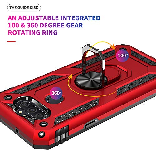 Dionsibei Military Grade Drop Impact for LG Aristo 5 Case LG Phoenix 5/Fortune 3/K300/LG Aristo 5+ Plus/LG K31 Case Metal Rotating Ring Kickstand Armor Heavy Duty Cover Aristo 5+ Plus Case (Black)
