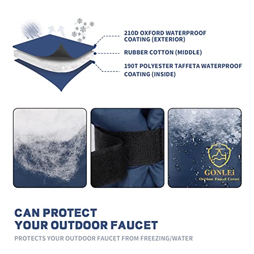 GonLei 2Pack 5.5" W x 7.4" H Outdoor Faucet Cover for Winter Insulation Hose Bib Cover Outside Faucet Sock Cover Freeze Protection Spigot Covers Winter Insulated Hose Cover Pipe Freeze Protection Blue
