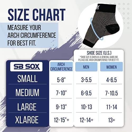 SB SOX Ankle Compression Sleeve - Plantar Fasciitis Compression Socks - Best Arch Support for All Day Wear - Relief for Heel Pain and Night Splint Comfort (Black, Small)
