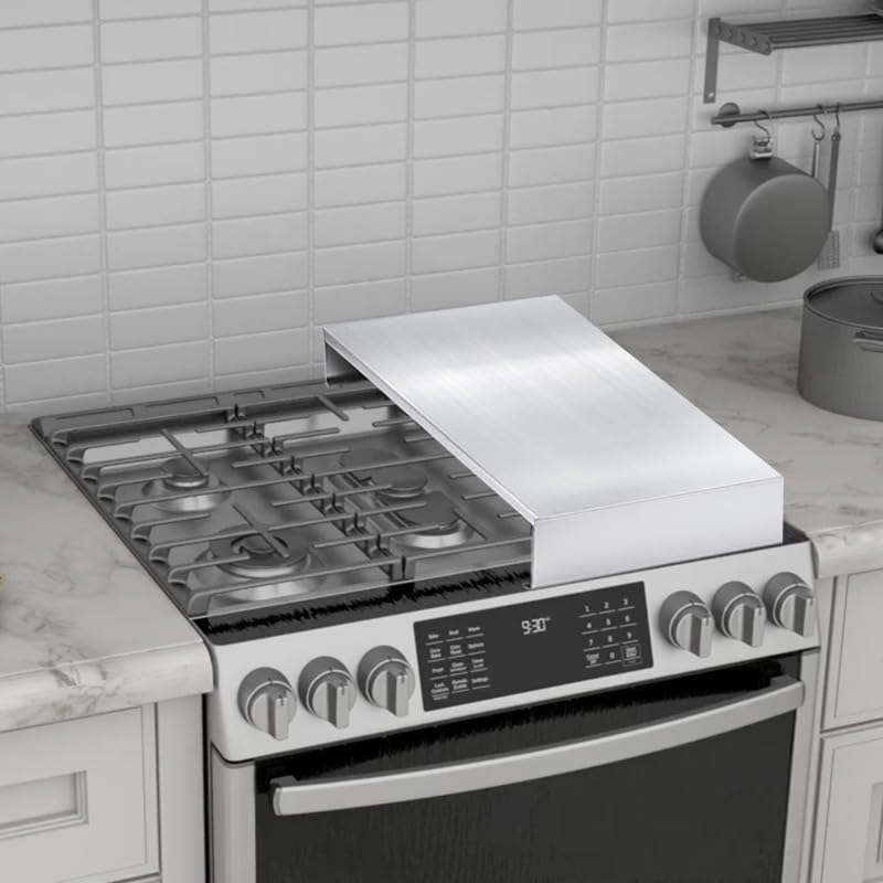 Stainless Steel Stove Top Cover, Range Burner Cover for Gas/Electric Stove, Noodle Board for 2 Burners RV/Camper/Apartment, Not Universal, Black Finish