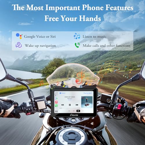 Carpuride W502 Motorcycle GPS Wireless Portable Carplay/Android Auto Waterproof Car Stereo, 5" IPS Touch Screen with Dual Bluetooth, Navigation/Siri/G00gle Assistant for Motorbike