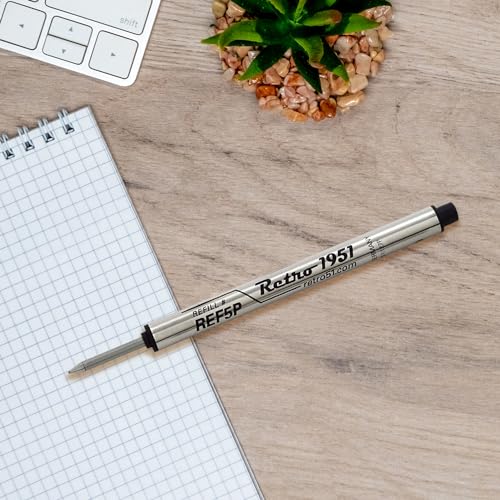 Retro 51 Tornado Rollerball Refill Black 3-Pack - Premium German Ink, Smooth Writing, Compatible with Tornado Pens