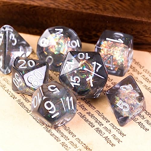 UDIXI 7 Die Polyhedral Dice Set D&D with Anchor Inclusion, Sequins DND Dice for Dungeons and Dragons RPG MTG and Other Tabletop Games