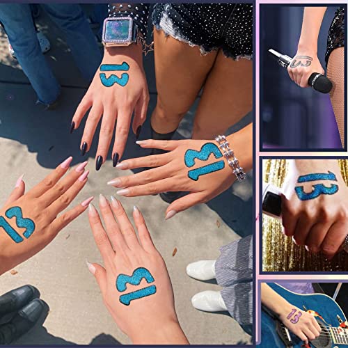 Tuoshei 30 Pcs Concert Merch,13 Temporary Tattoo,13 Tattoo, Hand tattoo, Star Temporary Tattoos, Concert Accessories for Singer Gifts