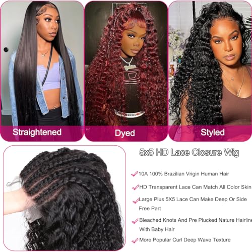 13X4 Chocolate Brown Lace Front Wigs Human Hair 180 Density Deep Wave Lace Front Wigs Human Hair Pre Plucked Glueless Hd Lace Frontal Wigs Human Hair Brown Colored Curly Lace Front Wig Human Hair