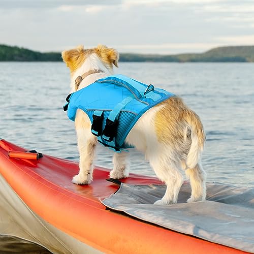 ASENKU Dog Life Jacket with Rescue Handle, Dog Life Vest for Swimming Boating with High Flotation, Ripstop Lightweight Pet Life Preserver with Reflective Stripes for Small Medium Large Dogs
