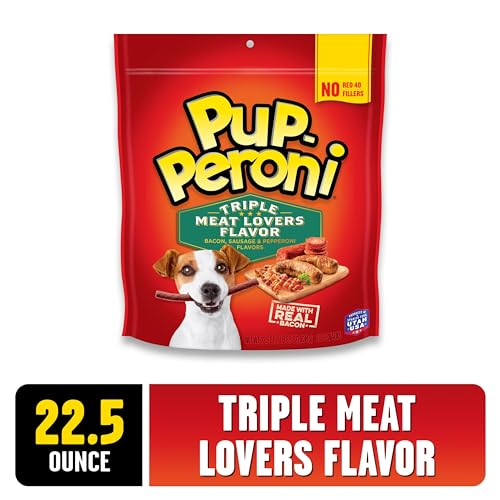 Pup-Peroni Dog Treats, Triple Meat Lovers Flavor, 22.5 Ounce, Bacon, Sausage and Pepperoni, No Red 40 or Fillers