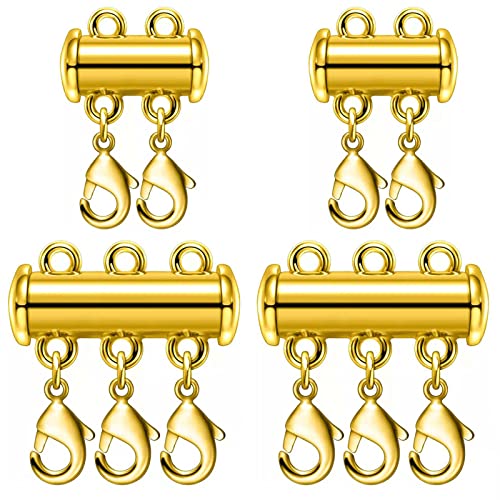 OHINGLT Necklace Layering Clasps Magnetic Slide Lock Clasp Necklace Connector Multi Strands Slide Tube Clasps