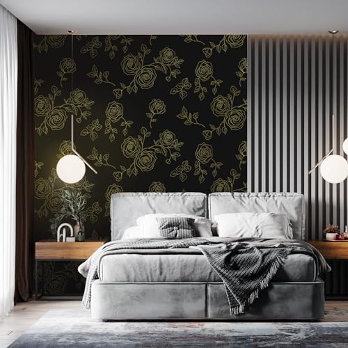 Amiya White and Black Peel and Stick Wallpaper Floral Removable Contact Paper Boho 17.3" X 120" Self Adhesive Vinyl Wall Paper for Cabinets Bedrooms Living Room