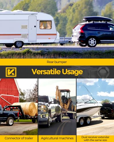 KYX Adjustable Trailer Hitch, 6 Inch Drop/Rise 12500 LBS GTW, Ball Mount Trailer Hitch Fits 2" Receiver, Heavy Duty Dual Ball (2'' X 2-5/16'') Tow Hitch with Anti-Theft Pins Locks for Trucks