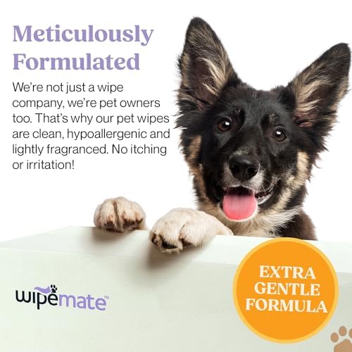 WIPEMATE Lavender Scent Premium Dog & Cat Pet Wipes Cleans Pet Paws, Ears, Fur, Butt, & Anal Gland Wipe No-Rinse Solution Gentle Deodorizing & Hypoallergenic for Small/Medium Pets - 100 Count
