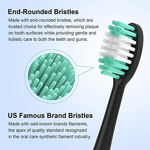 Everystep Replacement Toothbrush Heads 10 Pack for AquaSonic Black Series for Vibe Series Black Series pro, and for Duo Series pro Electric Toothbrush,Balck